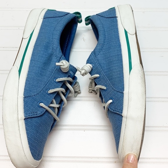 Sperry blue canvas deck shoes 10 - Picture 4 of 7